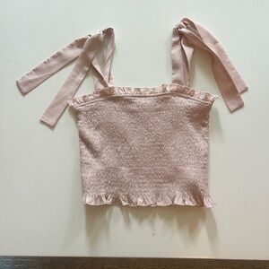TCEC Pink Smocked Ruffle Tank Top